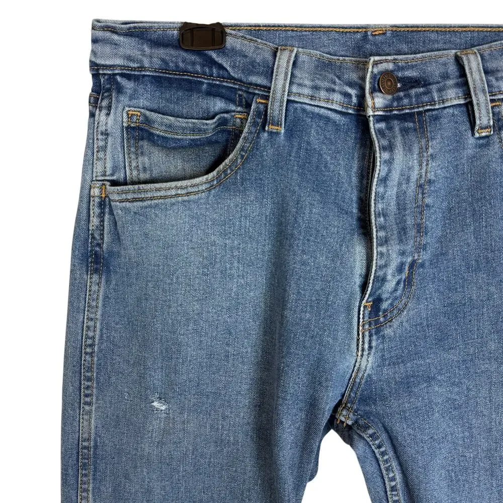 Levi's Jeans Mens 32x31 Blue Denim Stretch‎ Distressed Workwear Fit Straight Leg